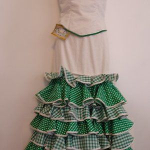 El Ajoli Tienda Flamenca Eyelet Tiered Skirt Fitted top 36 NWT 1120